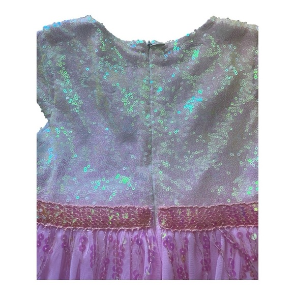 DOE A DEAR-PINK AND WHITE SEQUIN  DRESS-SIZE 4T - Picture 6 of 9